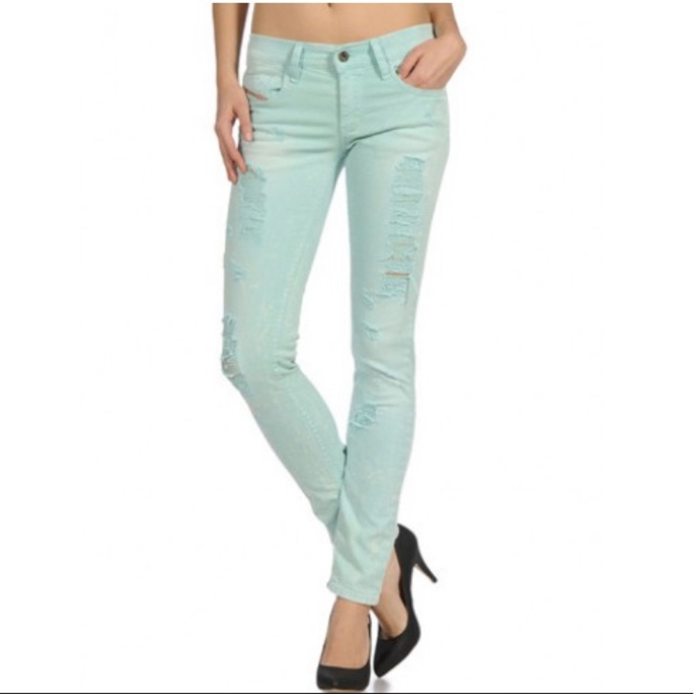 Diesel ZIVY jeans, beautiful mint green.